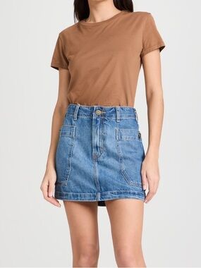 FRAME Denim Mini Blue Jean Skirt Size 30 Side Pockets Retail $228